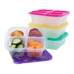 ® - Bento Snack Boxes - Reusable 4-Compartment Food Containers For School, Work And Travel, Set Of 4, Brights