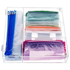 Bag Storage Organizer, Acrylic Baggie Organizer Plastic Bag Dispenser Holder For Gallon Quart Sandwich And Snack, Compatible With Cling Wrap, Wax, Foil, Gallon, Quart, Sandwich, Snack - Clear