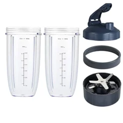 Blender Replacement Parts For Nutribullet Blender, 32OZ Cup With Flip Top To Go Lid And Screw-Off Lip Ring & Premium Extractor Blade Compatible With Nutribullet 600W 900W Blenders (5 PCS)