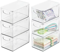 Plastic Pantry Storage Box Container With Lid And Built-In Handles - Organization For Flour, Cereal, Pasta, Rice, Or Food In Kitchen Cupboard, Ligne Collection, 6 Pack, Clear/Clear -Kitchen Island Sale 41gh3mdeSAL. AC