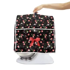 Youngerbaby Red Cherry Black Print Dustproof Mixer Cover Kitchen Mixers Protective Cover Side Pockets For Stand Mixers