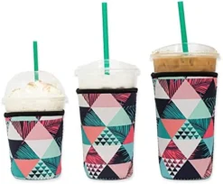 Axendale Iced Coffee Sleeves For Cold Drink Cups - 3 Pack Reusable Neoprene Iced Coffee Cup Sleeve For Cold Drinks, Compatible With Starbucks Dunkin And More (3 PK S/M/L, Black Wanderlust) -Kitchen Island Sale 41h MqhtOkL. AC