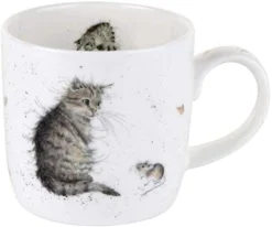 Wrendale By Royal Worcester Cat And Mouse Bone China Mug,11Fl Oz