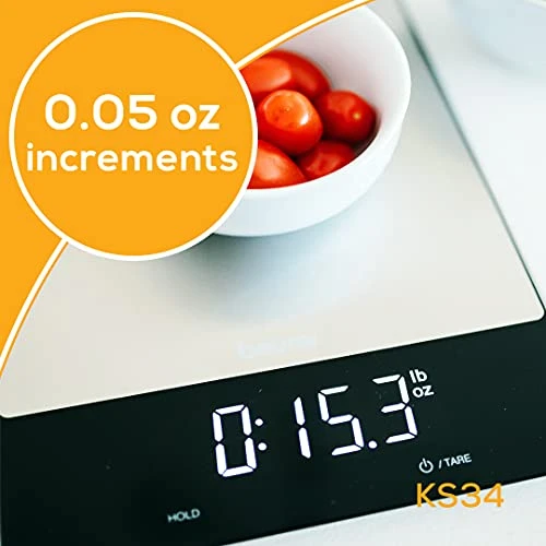 Beurer KS34 Digital Kitchen Scale - Precise Scale For Food Ounces And Grams, 33lbs Capacity, XL Weighing Platform For Meal Prep, Magic Display, Tare Function - Batteries Included - Black Glass 4 Beurer KS34 Digital Kitchen Scale - Precise Scale For Food Ounces And Grams, 33lbs Capacity, XL Weighing Platform For Meal Prep, Magic Display, Tare Function - Batteries Included - Black Glass - Image 4