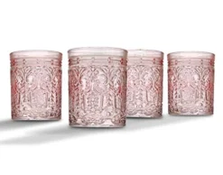 Jax Double Old Fashioned Beverage Glass Cup Pink - Set Of 4