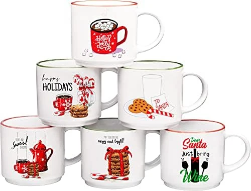 14 Oz Christmas Coffee Mug Set Of 6, Best Christmas Gifts For Women, 14 Ounce Ceramic Mugs Set In Funny Santa Design, Hot Chocolate Cups For Kids, Coffee Cups 7 14 Oz Christmas Coffee Mug Set Of 6, Best Christmas Gifts For Women, 14 Ounce Ceramic Mugs Set In Funny Santa Design, Hot Chocolate Cups For Kids, Coffee Cups - Image 7
