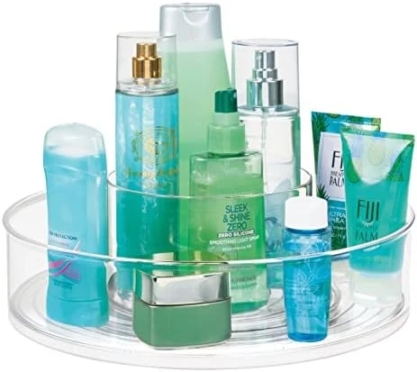 MDesign Plastic Lazy Susan Round Spinning Storage Tray; Rotating 360 Degree Carousel Organizer For Makeup, Cosmetic Organization; Holder For Nail Polish, Perfume, Health And Beauty Essentials - Clear 3 MDesign Plastic Lazy Susan Round Spinning Storage Tray; Rotating 360 Degree Carousel Organizer For Makeup, Cosmetic Organization; Holder For Nail Polish, Perfume, Health And Beauty Essentials - Clear - Image 3
