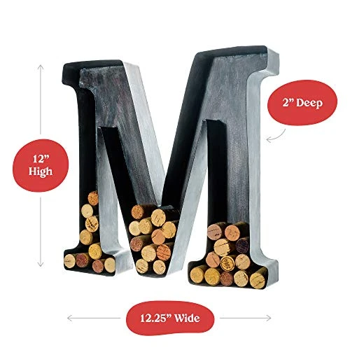 Wine Cork Holder - Metal Monogram Letter (M), Brushed Metal, Large | Wine Lover Gifts, Housewarming, Engagement & Bridal Shower Gifts | Personalized Wall Art | Home Décor 2 Wine Cork Holder - Metal Monogram Letter (M), Brushed Metal, Large | Wine Lover Gifts, Housewarming, Engagement & Bridal Shower Gifts | Personalized Wall Art | Home Décor - Image 2