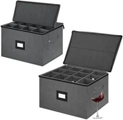 Wine Glass Storage Boxes, Stemware Storage Cases With Divider - China Storage Containers Hard Shell With Lids Holds 12 Wine Glass Or Crystal Glassware Storage Containers, Stackable With Label Window For Transport ,Protection,Moving (Dark Grey) -Kitchen Island Sale 41hOLdHCZL. AC