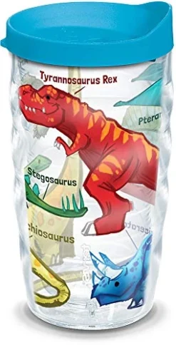 Tervis Made In USA Double Walled Dinosaurs Insulated Tumbler Cup Keeps Drinks Cold & Hot, 10oz Wavy, Clear
