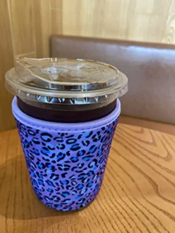 3 Pack Iced Coffee Sleeve - TKZWGA Reusable Neoprene Cup Sleeve For Cold Beverages, Insulator Cup Holder For Starbucks, Dunkin, More(Purple Leopard) -Kitchen Island Sale 41hVLtviJ6L
