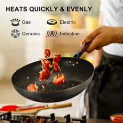 Wok Pan 12.5” Carbon Steel Woks & Stir-Fry Pans Flat Bottom Wok With Lid And Spatula, No Chemical Coated Non-Stick Wok For Electric, Induction And Gas Stoves -Kitchen Island Sale 41hYfNcLghL