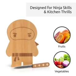 NEW!!! OTOTO - Ninja Board - Small Wood Cutting Board And Knife Set - Kitchen Gift For Chopping Fruits And Vegetables; Board Made Of Wood And Knife Of Stainless Steel; Dimensions - 10 X 7 X 0.6 Inch -Kitchen Island Sale 41hs3adHBtL