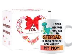 Fathers Day Mugs For Stepdad - Personalized Name I Smile Because Youre My Step Dad, Stepdad Mug From Stepdaughter On Birthday, Christmas Coffee Mug (11oz, White) -Kitchen Island Sale 41hsW1PxquL