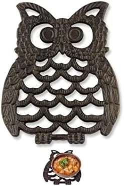 Cast Iron Owl Trivet - Decorative Trivet For Kitchen Counter Or Dining Table - Vintage, Old-Fashioned, Farmhouse, Rustic, Artisan Design - 7.75X6 - With Rubber Pegs/Feet - Recycled Metal - Rust Brown -Kitchen Island Sale 41iIQj06zDL. AC