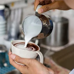 Milk Frothing Pitchers 12oz, Stainless Steel Espresso Steaming Pitchers With Decorating Pen Coffee Milk Frother Cup With Scale Cappuccino Latte Art Barista Steam Pitchers Milk Frother Cup -Kitchen Island Sale 41iMjLYz3lS