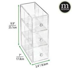 MDesign Plastic Kitchen Pantry, Cabinet, Countertop Organizer Storage Station With 3 Drawers For Coffee, Tea, Sugar Packets, Sweeteners, Creamers, Drink Pods, Packets - 3 Sections - Clear -Kitchen Island Sale 41ibi5RuiAL