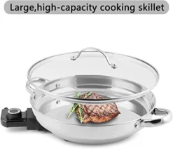 11.8-Inch Capacity Electric Skillet - For Simmer Fry Bake Steam (Silver) 9 11.8-Inch Capacity Electric Skillet - For Simmer Fry Bake Steam (Silver) -Kitchen Island Sale 41irnf7gskL