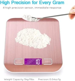 10kg/22lb Digital Kitchen Food Scale USB Rechargeable Stainless Steel Ultra Slim Food Scale High Precision With 0.04oz/1g Division Tare & Auto Off Function LCD Display (Rose Gold) -Kitchen Island Sale 41jDgaT4NnL