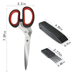 5 Blade Herb Scissors Kitchen Herb Shears Cutter Multipurpose Cutting Shear With 5 Stainless Steel Blades & Safety Cover & Cleaning Comb Salad Sizzors Cilantro Chive Parsley Onion Scissors (Black Red) -Kitchen Island Sale 41jIMJ6AhYL