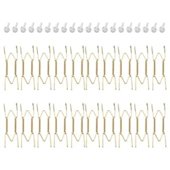 Lodokdre 20 Pieces 6 Inch Invisible Plate Hangers Wall Plate Hangers Brass Wire Plate Holders With 20 Pieces Wall Hooks