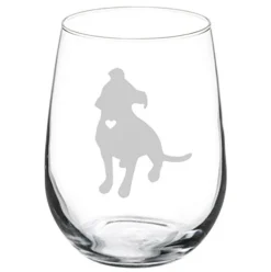 MIP Wine Glass Goblet Cute Pitbull With Heart (17 Oz Stemless)