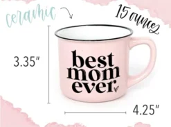 Mom Mug With Stylish Gift Box- Best Mom Ever Novelty Gifts For Mom Cute Coffee Mugs For Women - Pink Coffee Mug With Black Hand Lettering - 15 Oz Microwave And Dishwasher Safe. -Kitchen Island Sale 41jpOoyi72L