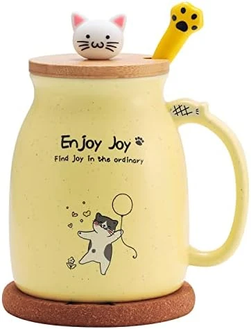 Novelty Cat Mug Cute Ceramic Coffee Cup With Kawaii Wooden Kitty Lid, Lovely Cat Claw Spoon, Anime Wooden Cat Coaster, Cat Things Pink Birthday Mug Gift For Cat Lovers Girl Kids Women 480ML (Pink) 11 Novelty Cat Mug Cute Ceramic Coffee Cup With Kawaii Wooden Kitty Lid, Lovely Cat Claw Spoon, Anime Wooden Cat Coaster, Cat Things Pink Birthday Mug Gift For Cat Lovers Girl Kids Women 480ML (Pink) - Image 11