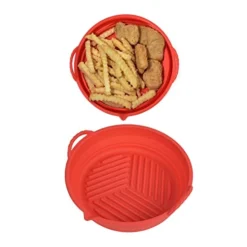 7.5" Silicone Air Fryer Pots 1pcs/pack 7.5 Inch Foldable Round Air Fryer Basket Reusable Air Fryer Liner Suitable For 3QT-5QT Air Fryer, Microwave, Oven And Refrigerator