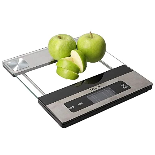 Taylor Digital Kitchen Food Scales With Glass Platform, Highly Accurate With Tare Function And Precision, Stainless Silver Weighs 5 Kg 1 Taylor Digital Kitchen Food Scales With Glass Platform, Highly Accurate With Tare Function And Precision, Stainless Silver Weighs 5 Kg