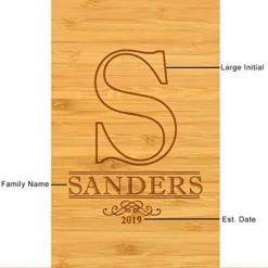Custom Personalized Engraved Bamboo Cheese/Charcuterie Cutting Board - Includes 3 Ceramic Bowls With Bamboo Spoons - Cheese Markers - Designed & Quality Checked In The USA -Kitchen Island Sale 41k2VnKr6pL 1