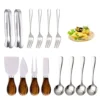 14 Pcs Cheese Spreader Set, Stainless Steel Butter Knife, Mini Tongs, Serving Spoon And Fork, Used For Cheese Spreader Knives For Cheese, Butter, Jam