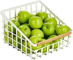 Slim Slanted Metal Wire Kitchen Storage Basket Bin Organizer With Wood Handle For Pantry, Cabinet, Cupboard, Or Countertop Organization - Yami Collection - Matte Black/Natural 19 Slim Slanted Metal Wire Kitchen Storage Basket Bin Organizer With Wood Handle For Pantry, Cabinet, Cupboard, Or Countertop Organization - Yami Collection - Matte Black/Natural -Kitchen Island Sale 41l6fCBjtAL. AC