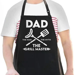 APRON DADDY Apron For Men - Dad The Man The Myth The Grill Master - Adjustable Large 1 Size Fits All - Poly/Cotton Apron With 2 Pockets - BBQ Gift Apron For Father, Husband, Chef -Kitchen Island Sale 41lEgnmaPQL