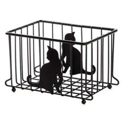 Cat Lovers Wire Storage Basket For For Kitchen, Pantry, Cabinet, Bathroom And Office (Medium)