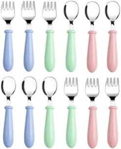 12 Pieces Toddler Utensils Toddler Silverware Forks And Spoons, Kids Silverware Stainless Steel Children's Safe Cutlery Set With Round Handle For Self Feeding, 6 X Baby Forks, 6 X Spoons -Kitchen Island Sale 41ldk4DkQVL. AC
