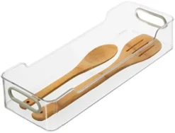 Cabinet/Drawer High Wall Storage Bin - 14" X 5", Clear/Gray, Ideal For Kitchen Organization, Pantry Storage, Fridge Organizing -Kitchen Island Sale 41leLLQYeHL. AC