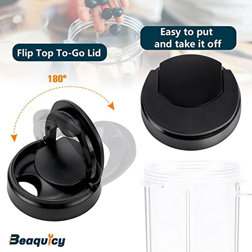 22 OZ Tall Mug Cup With Flip Top To-Go Lid - Replacement Part With Handle For 250W Blender Juicer - Replacement For Magic-Bullet Blender MB1001 - PACK Of 2 2 22 OZ Tall Mug Cup With Flip Top To-Go Lid - Replacement Part With Handle For 250W Blender Juicer - Replacement For Magic-Bullet Blender MB1001 - PACK Of 2 - Image 2