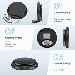 Tal Kitchen Scale, Food Scale, Folding Scale, Multifunction Accuracy Cooking Scale, Food Weighing Scale With 0.1oz/1g Increment, 11 lb/5 Kg Capacity, Black (Batteries Included) -Kitchen Island Sale 41lz75KIMrL