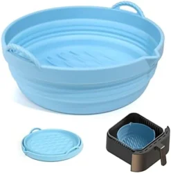 7.5 Inch Air Fryer Silicone Liners, Upgraded Foldable Silicone Air Fryer Liner, Air Fryer Silicone Pot Reusable Non-Stick, Silicone Air Fryer Basket For 3-5 QT Air Fryers (Blue) -Kitchen Island Sale 41m8wExRCCL. AC