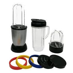 Personal Size Blender 250 Watts Power Electirc Juicer Food Processor For Shakes Smoothies Seasonings Sauces With 3 Pieces Mug (12oz/16oz/22oz)-Silver (12)