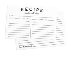 Of 50 Premium Recipe Cards - 4x6 Double Sided - Black And White Modern Style