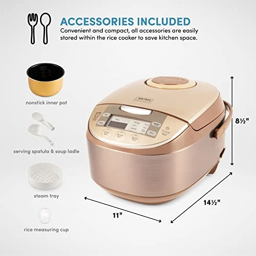 RC-6106 Aroma Professional 6 Cups Uncooked Rice, Slow Cooker, Food Steamer, MultiCooker, Champagne 4 RC-6106 Aroma Professional 6 Cups Uncooked Rice, Slow Cooker, Food Steamer, MultiCooker, Champagne - Image 4