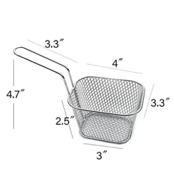 Generic 8 PCS Mini Square Fry Baskets, 4 Inches French Fry Chip Basket Net, Food Presentation Baskets Chrome French Fry Holder For KitchenRestaurantPartyBarbecue(Silver)