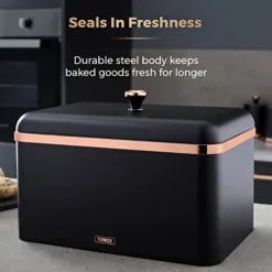 Tower T826130BLK Cavaletto Bread Bin Storage, Carbon Steel, Removable Lid, Black And Rose Gold 12 Tower T826130BLK Cavaletto Bread Bin Storage, Carbon Steel, Removable Lid, Black And Rose Gold -Kitchen Island Sale 41nONo4BnVL
