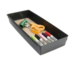 Rubbermaid No-Slip Interlocking Drawer Organizer, 6 X 15-in, Black With Gray Base (1994535)