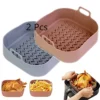 2Pcs Air Fryer Silicone Pot 8 Inch Silicone Air Fryer Liners Basket Food Safe Non Stick Air Fryer Accessories Reusable Replacement Parchment Air Fryer Liner Paper Fits 3.6 To 6.8QT Air Fryer Square