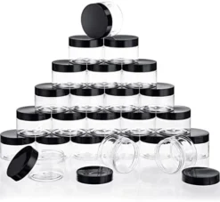 24 Pieces Empty Clear Plastic Jars With Lids Round Storage Containers Wide-Mouth For Beauty Product Cosmetic Cream Lotion Liquid Slime Butter Craft And Food (Black Lid, 2 Oz) -Kitchen Island Sale 41oSd7nqrlL. AC