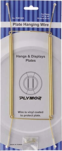 Plymor Shiny Gold Finish Wall Mountable Plate Hanger, 11" H X 3.5" W X 0.5" D (For Plates 14" - 20"), Pack Of 3