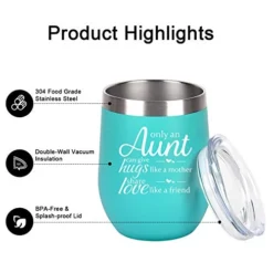 Auntie Christmas Birthday Gifts Wine Tumbler, Funny Birthday Mother's Day Gifts For Aunts From Nephew Niece, 12 Oz Auntie Sippy Cup Insulated Stainless Steel Wine Tumbler With Lid, Mint -Kitchen Island Sale 41oZgz8l68L
